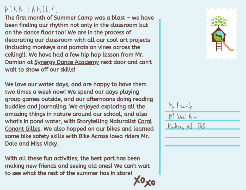 A note from Summer Camp