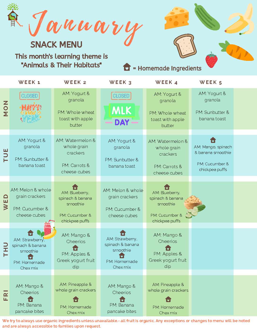 January 2023 Well Monthly Snack Menu – The Well
